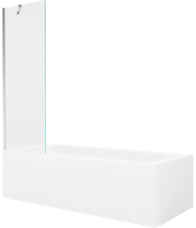 Mexen Vega wanna prostokątna 180 x 80 cm z obudową i parawanem 1-skrzydłowym 60 cm, transparent, chrom - 550118080X9506000001