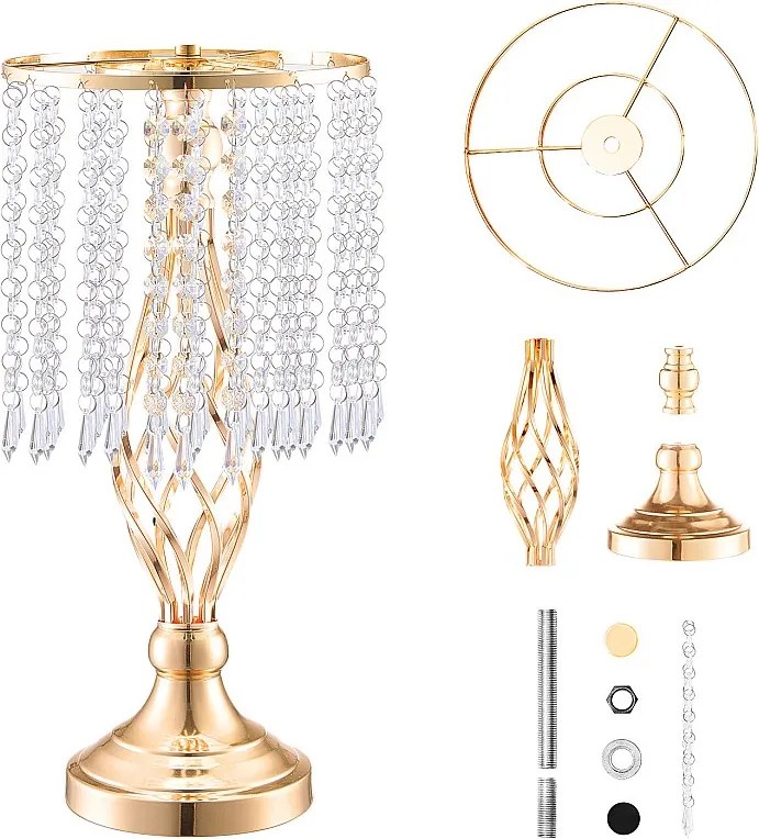 Wazon SucceBuy 20 szt. 43 cm Wysokości Kryształowych Stojaków na Kwiaty Ślubne w Złotym Wazonie do Dekoracji. Bądź Świadkiem Swoich Szczęśliwych Chwil