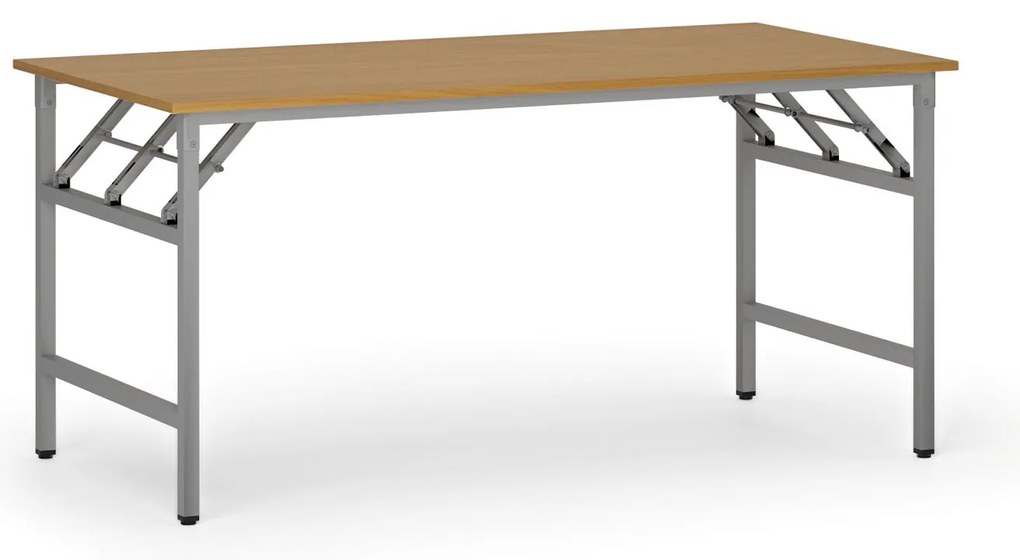 Stół konferencyjny FAST READY, 160x80 cm, szaro-srebrna podstawa, buk
