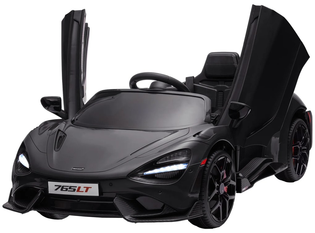 AIYAPLAY Elektryczny samochód dla dzieci z drzwiami typu falcon, sterowanie zdalne, delikatny start i światła LED, Czarny