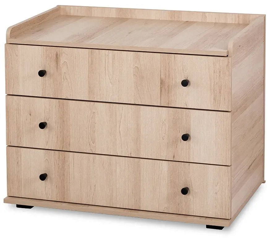 Łóżeczko dziecięce KOMPAKT 3W1 120x80 bukowe z komodą LITTLE SKY