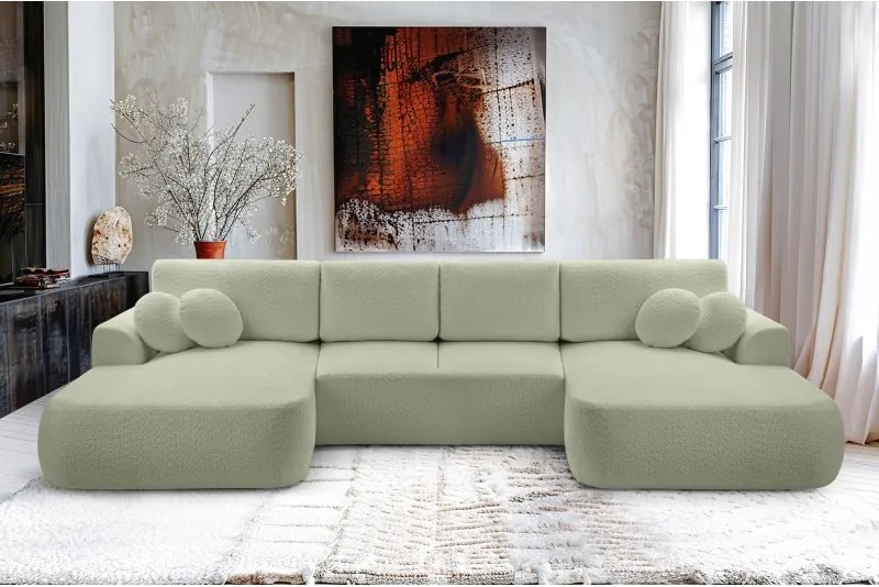 Narożnik VELO XL wolnostojący układ U z funkcją spania w tkaninie Coral 55 DomoHome