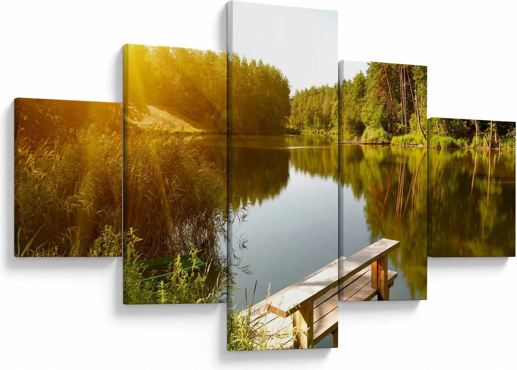 Obraz - Jezioro w pobliżu lasu (125x70 cm)