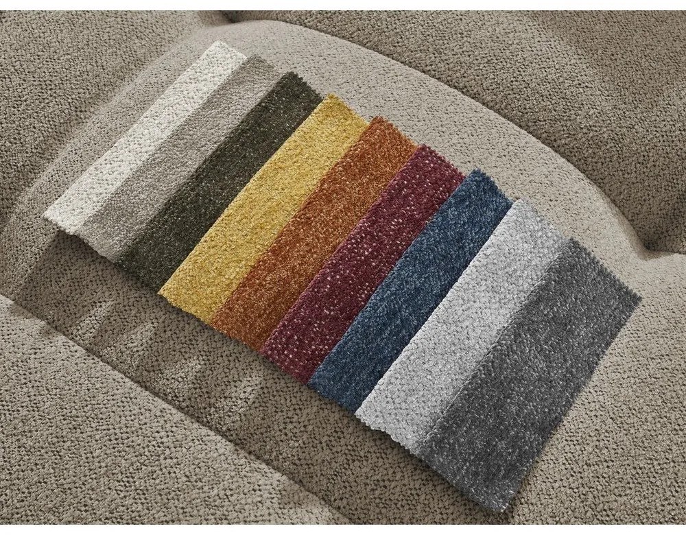 Beżowy rozkładany/ze schowkiem narożnik z tkaniny szenilowej (prawostronny/z szezlongiem) Roxelane – Bobochic Paris