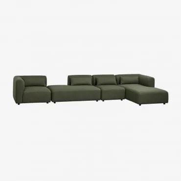 4-częściowa Prawa Sofa Modułowa Z Szezlongiem Fogler Chenille Salvia Zieleń - Sklum