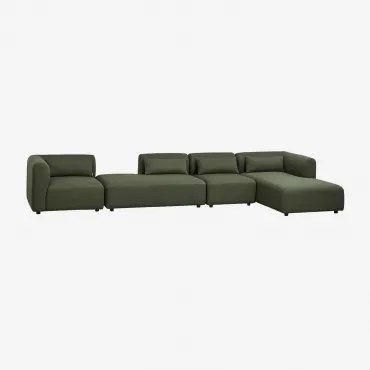 Sofa Modułowy Z Prawym Szezlongiem, 4-częściowy Z Otomanką Fogler Tkanina Baranek Boucle Żółty Curri - Sklum