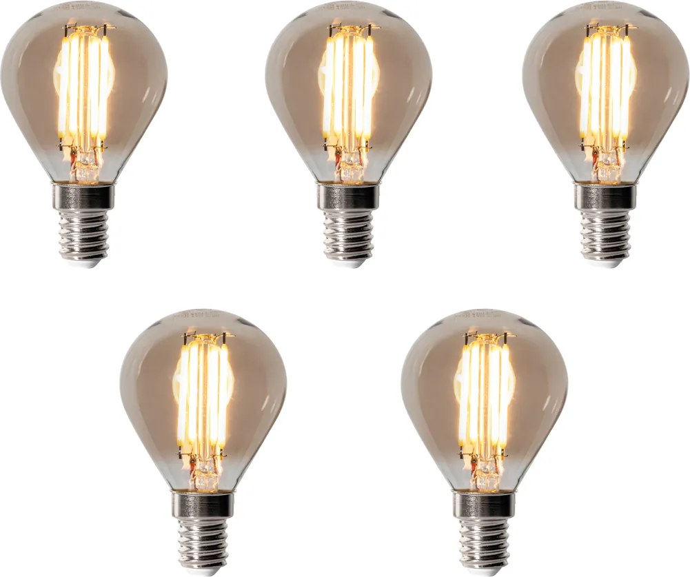Zestaw 5 ściemnialnych żarówek LED E14 P45 dymionych 5W 470LM 2200K