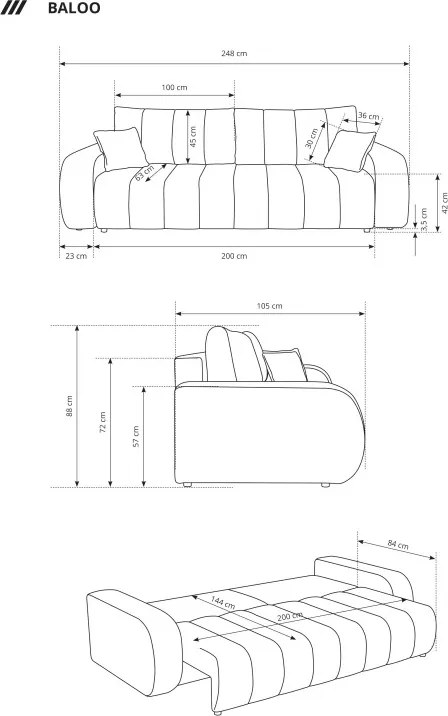 Sofa BALOO z funkcja spania i pojemnikiem BIAŁY LAMBI 09