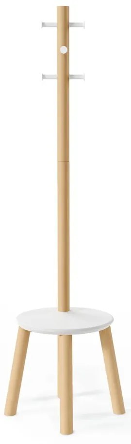 Biały wieszak z drewna kauczukowego Pillar – Umbra