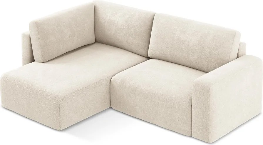 Kremowy rozkładany/ze schowkiem narożnik z tkaniny szenilowej (lewostronny/w kształcie litery L) Kona – Makamii