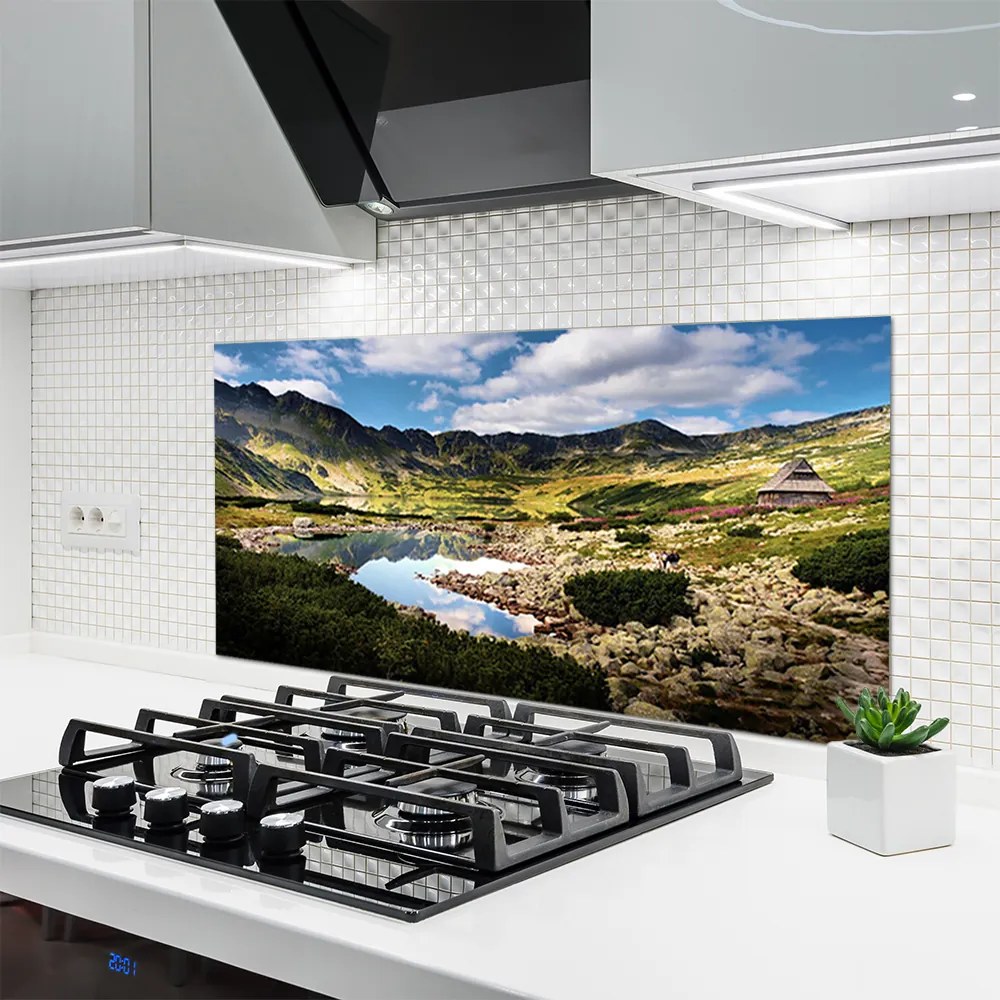 Panel Szklany do Kuchni Błękitne Jezioro u Stóp Gór