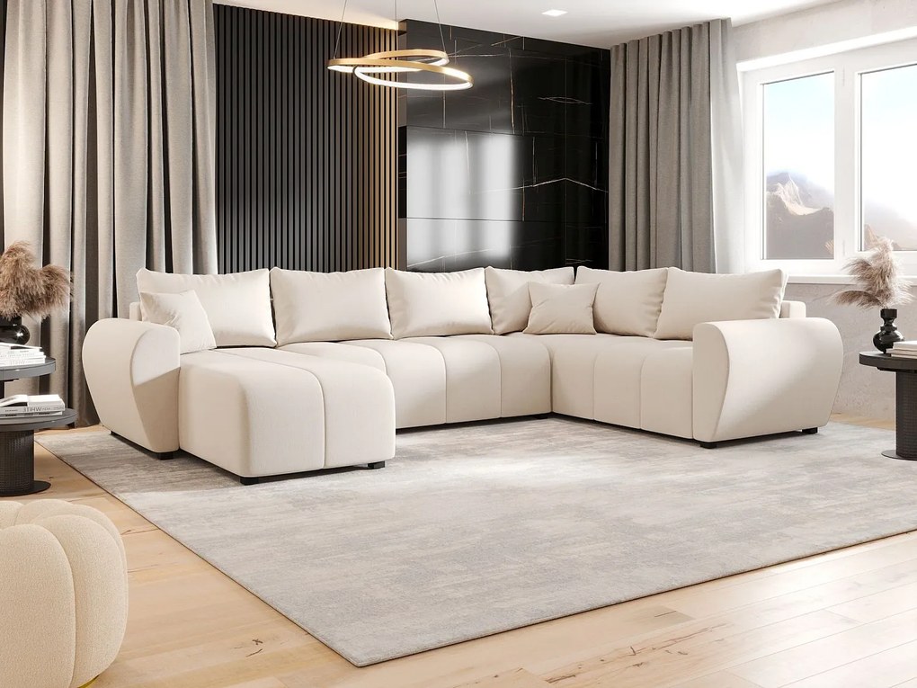 BEDANTE narożnik w kształcie U MOLISA U PLUS Cosmic 10 prawa beżowy z funkcją spania sofa w kształcie litery U z pojemnikiem na pościel