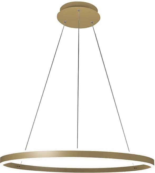 Lampa wisząca Palau LED 64W 3000K, ściemnialna, Ø80 cm, matowe złoto - żyrandol z metalu i metakrylanu