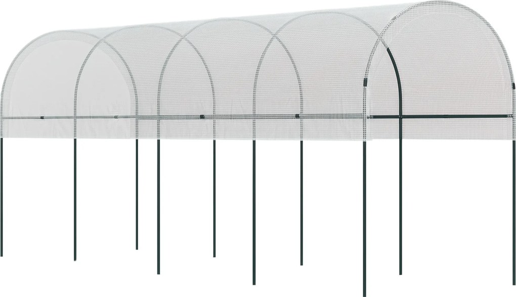 Outsunny Daszek ochronny dla roślin, półokrągły dach, stalowy stelaż, wytrzymała plandeka, biały, 4x1,2x1,7m | Aosom PL
