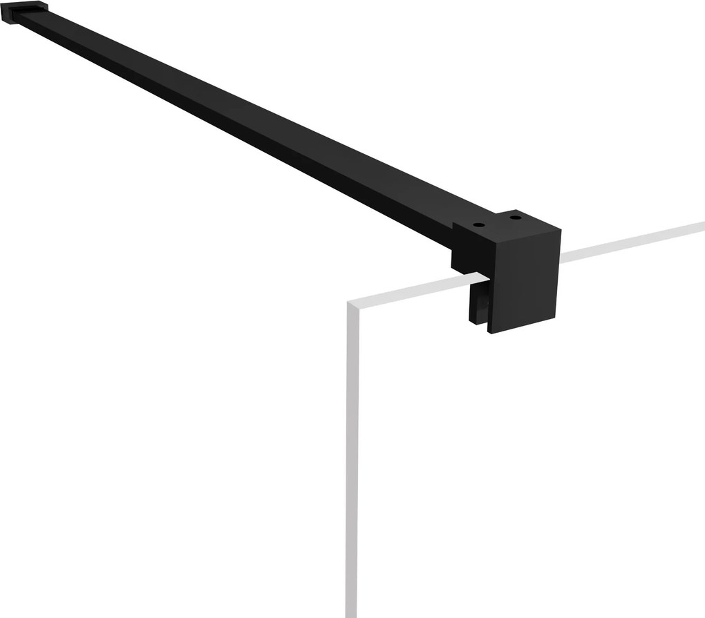 Ścianka prysznicowa WALK IN FIX czarna prostokątna 8 mm Molis Classic Black MASSI | rożne rozmiary : Kolor profili kabiny - czarny, Szerokość ścianki - 70 cm