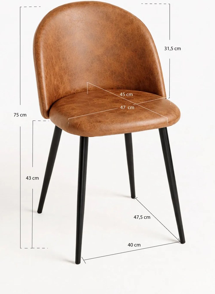 Czarne krzeso Teok w stylu vintage ze sztucznej skóry