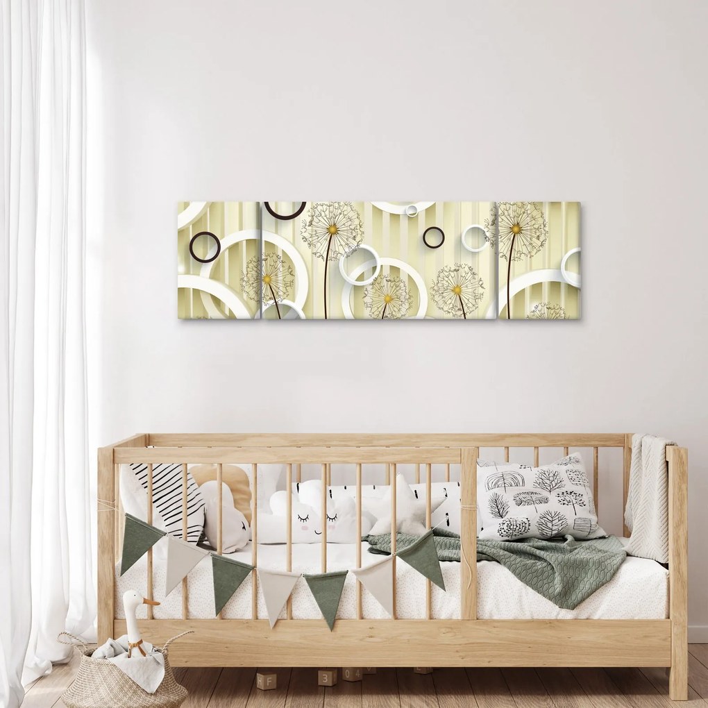 Abstrakcyjny obraz z dmuchawcami (170x50 cm)