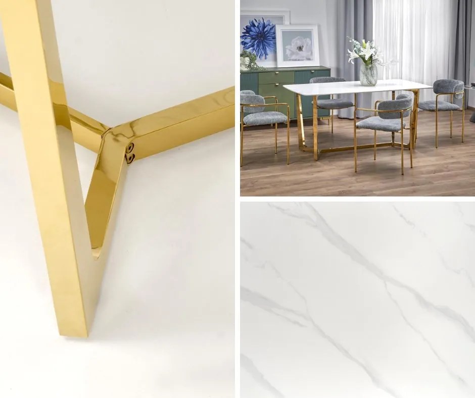 Stół z blatem z białego spieku Clemente Halmar