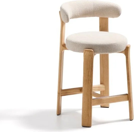 Beżowo-naturalny hoker z litego drewna jesionowego (wysokość siedziska 65 cm) Granite – Kave Home