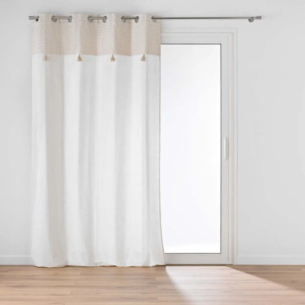 Biało-beżowa zasłona z mieszanki bawełny 140x240 cm Milano – douceur d'intérieur