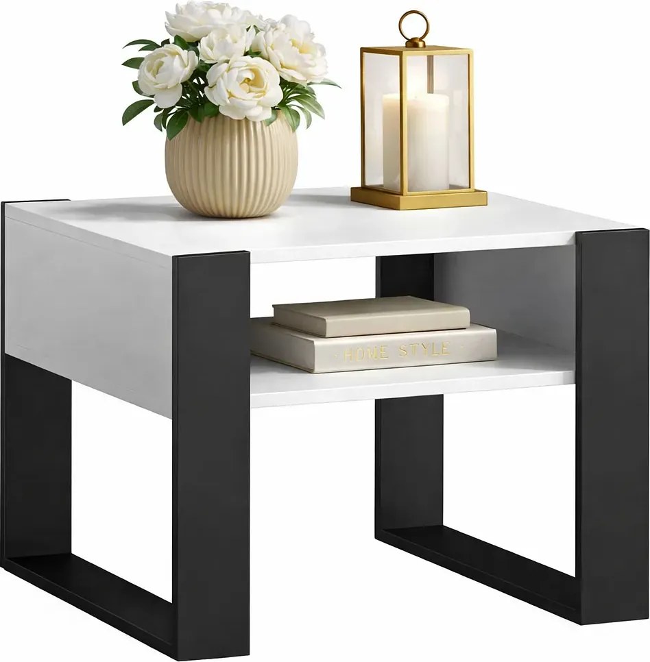 Skandynawska ława kawowa - biały+czarny M0-C91