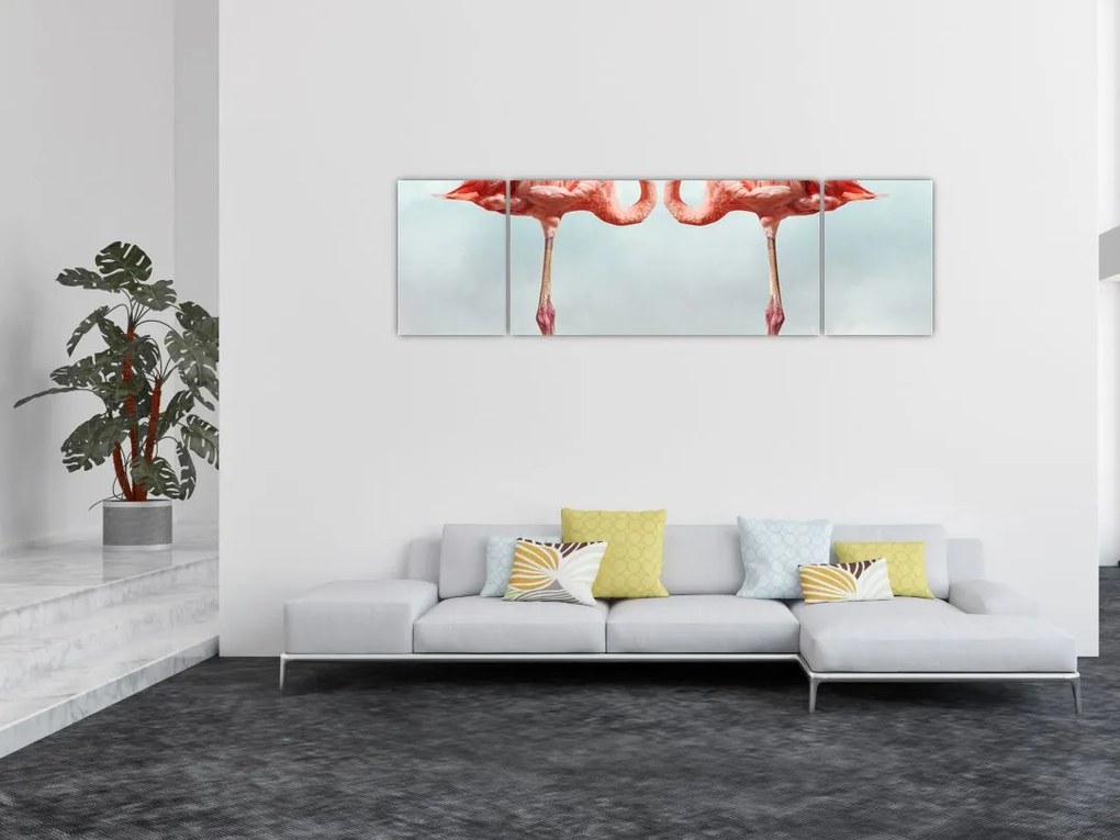 Obraz dwóch flamingów (170x50 cm)