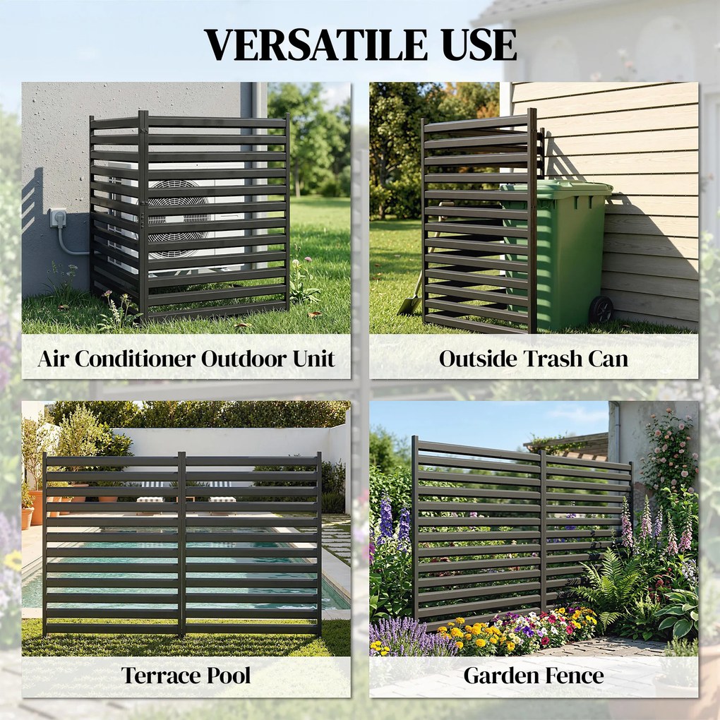 Outsunny Płot ogrodowy 2 panele 91 x 152 cm metalowy płot ochronny z słupkami i kapturkami, odporny na rdzę, czarny | Aosom PL