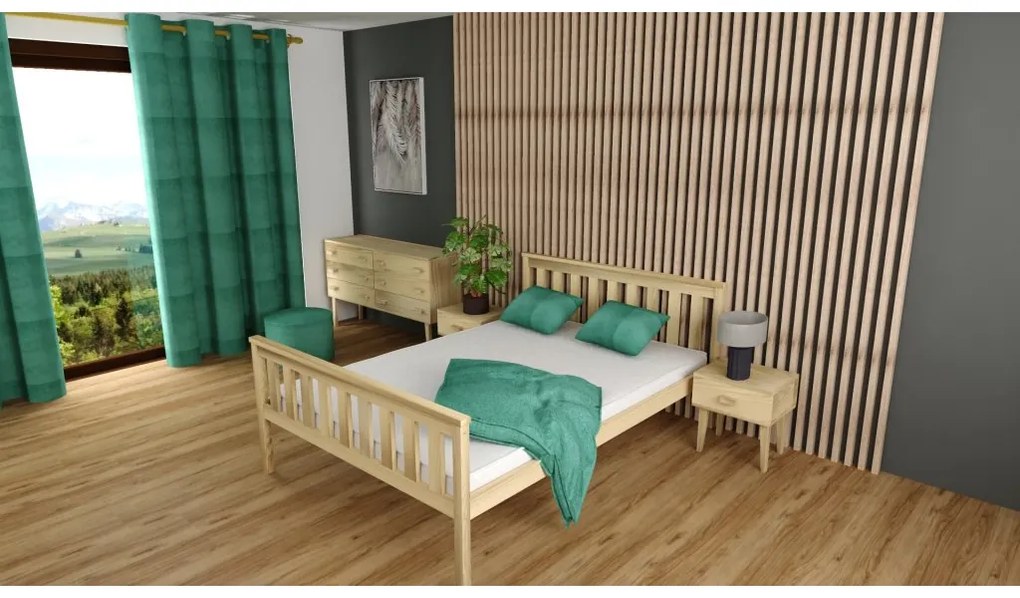 Łóżko KALEA 140 x 200 cm, sosna Stelaż: Ze stelażem listwowym rolowanym elastycznym, Materac: Materac Deluxe 10 cm