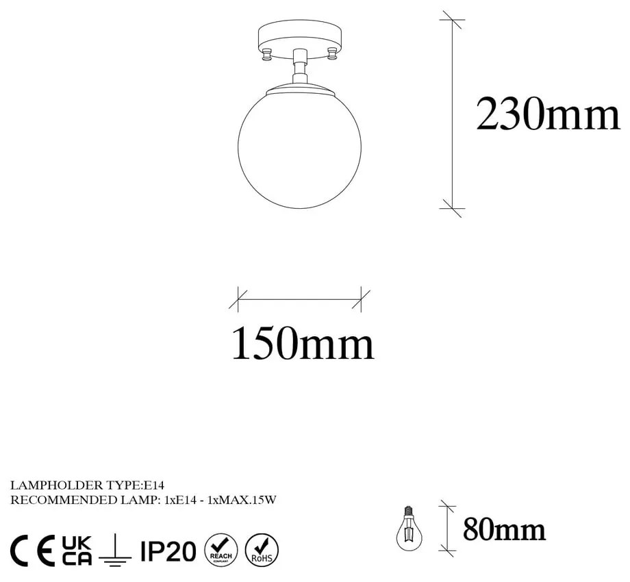 Czarno-biała lampa sufitowa ze szklanym kloszem ø 15 cm Atmaca – Opviq lights