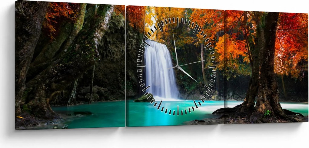 Obraz - Szmaragdowa Laguna (z zegarem) (90x30 cm)
