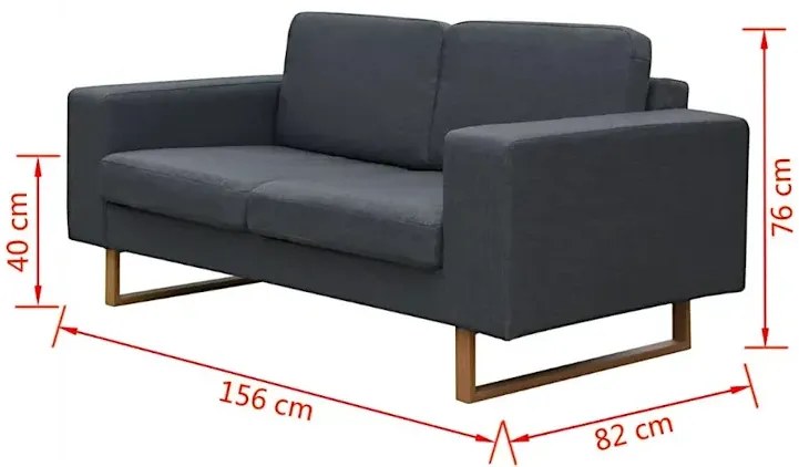 Ciemnoszara 2-osobowa sofa - Drofas