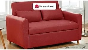 Kanapa 2-osobowa AYLA z tkaniny, rozkładana – kolor czerwony