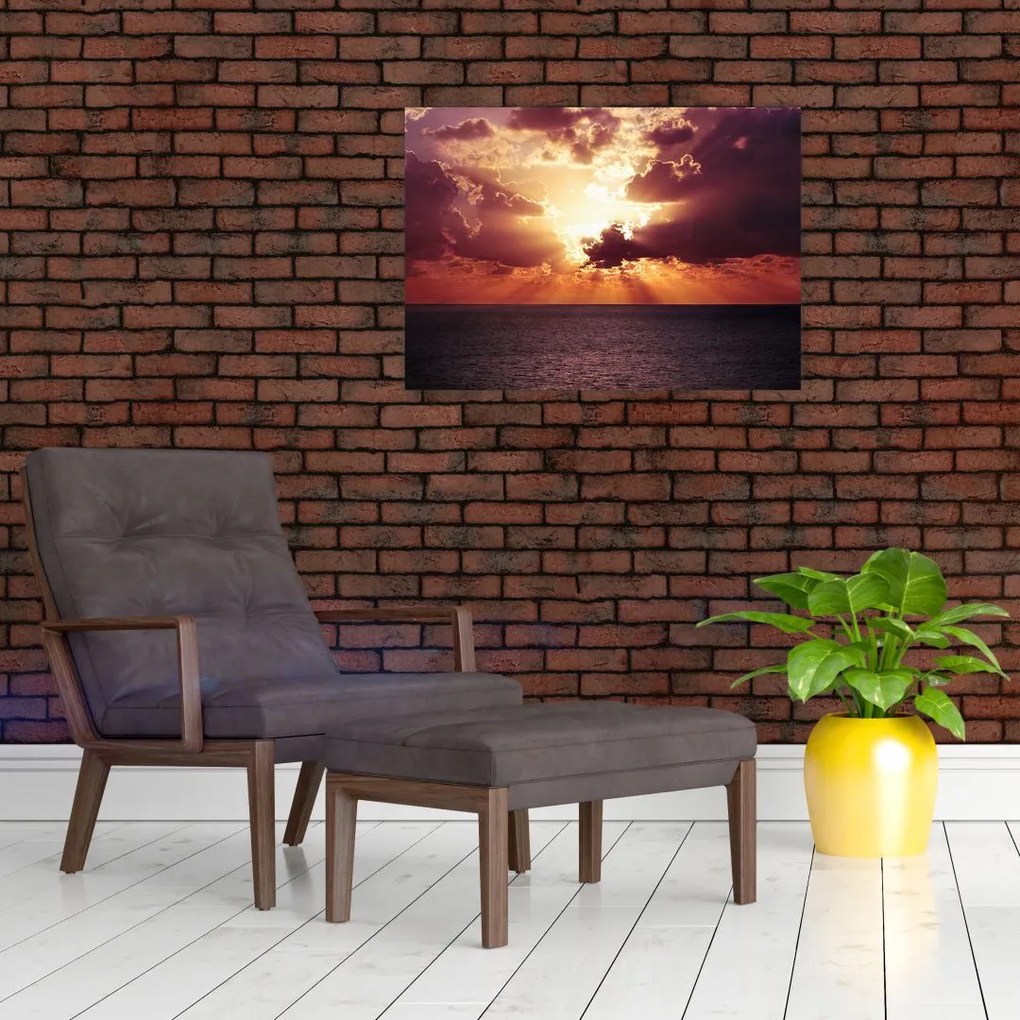 Obraz słońca za chmurami (70x50 cm)