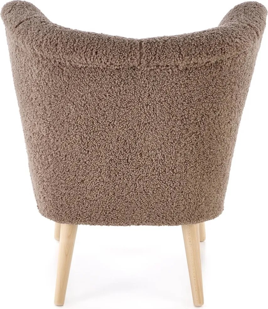 Fotel tapicerowany tkaniną typu baranek Mocca Halmar