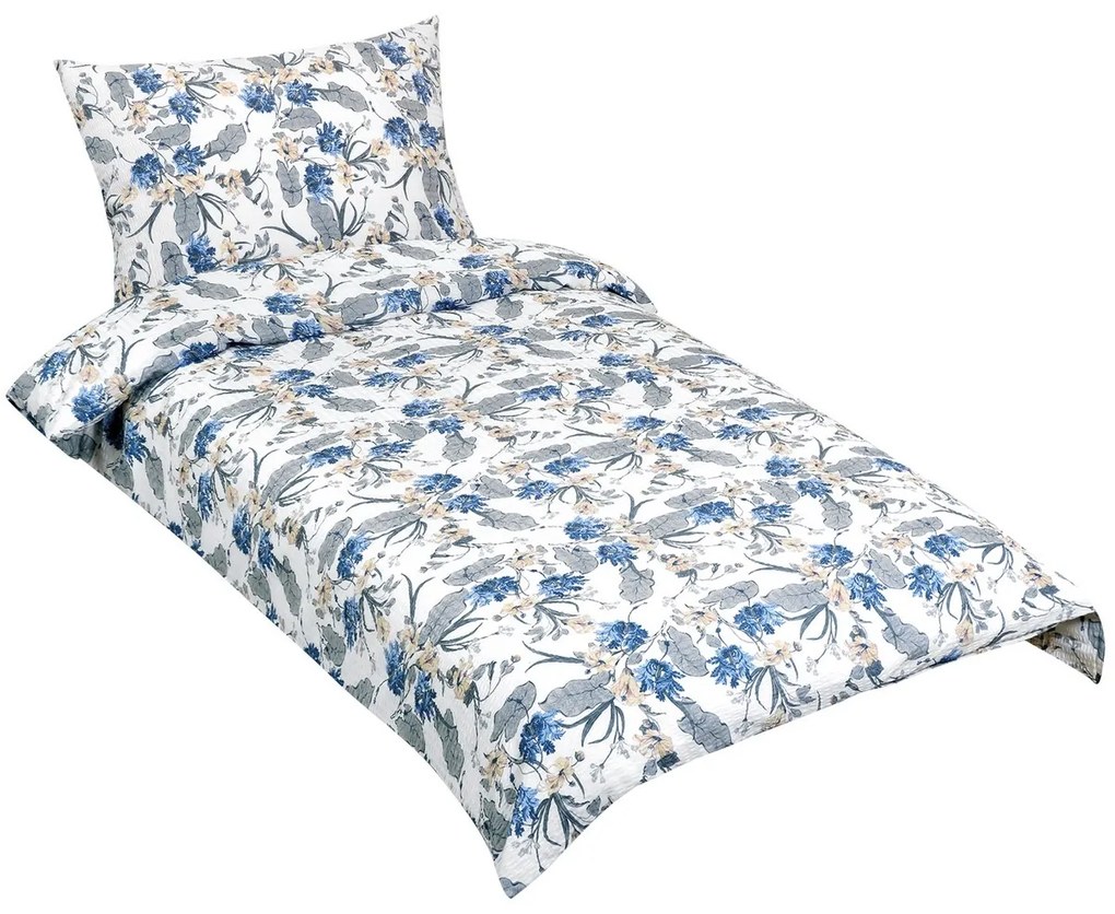 Bellatex Pościel z kory Kwiat niebieski, 140 x 220 cm, 70 x 90 cm, 140 x 220 cm, 70 x 90 cm
