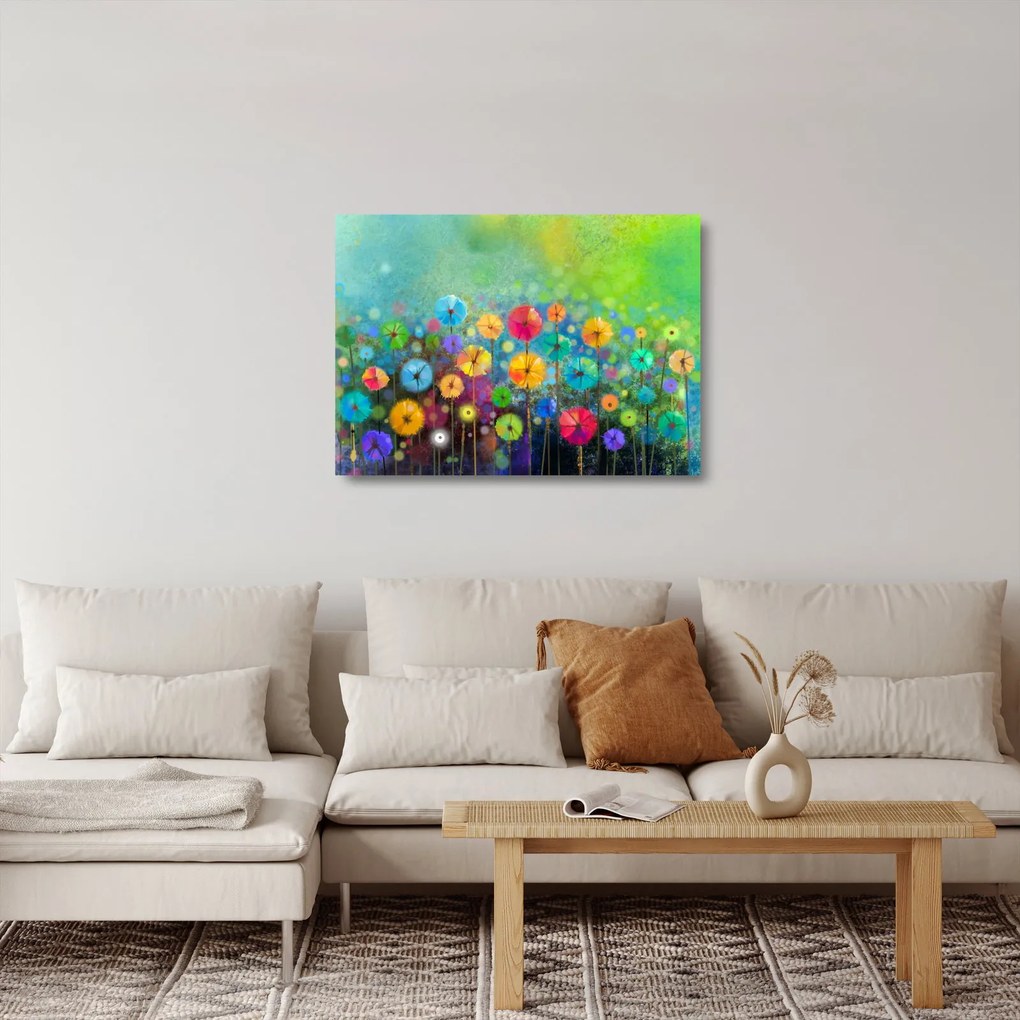 Obraz na szkle - Abstrakcyjne kwiaty (70x50 cm)