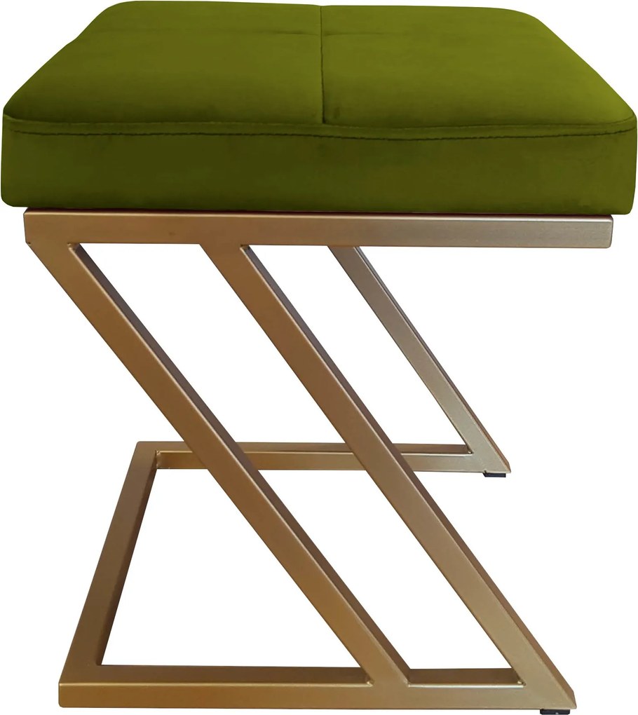 Pufa ZETA tkanina Welur loft ławka podnóżek metal : Kolor Stelaża - Złoty, Kolor tkaniny - VELVET - BL75, Typ tkaniny - Velvet