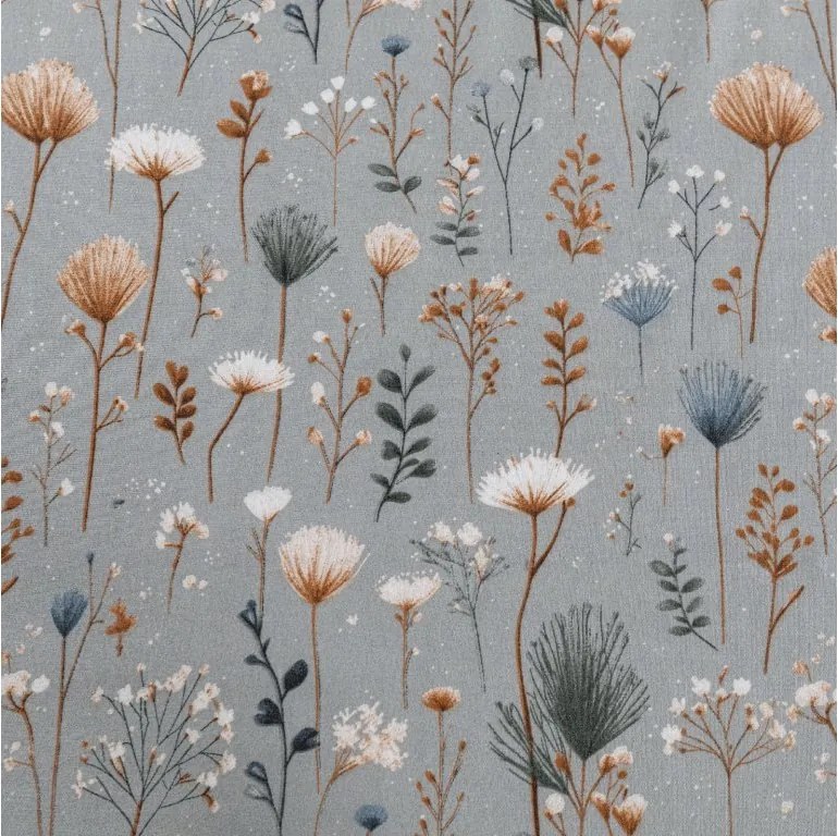 PrzytulneMieszkanie.pl Prześcieradło z mikrovlákna BOTANIC FIELD szare 90x200 cm