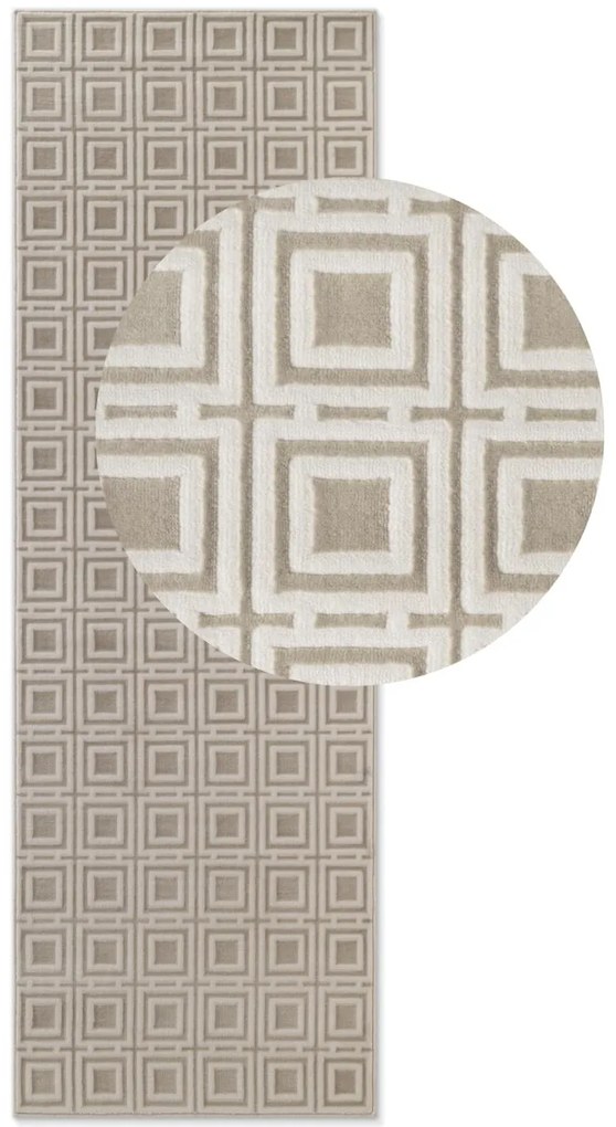 Dywan nowoczesny Perles Romby beżowo-kremowe 80 cm x 240 cm