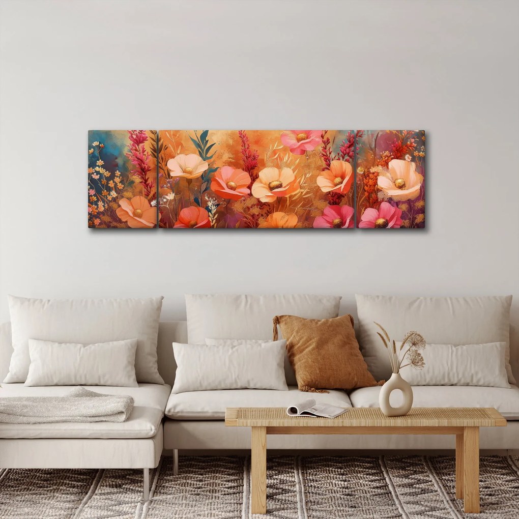 Obraz - Kwiaty łąkowe, malarstwo (170x50 cm)