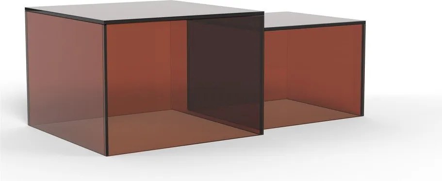 Brązowe szklane stoliki zestaw 2 szt. 50x50 cm Dice – Actona