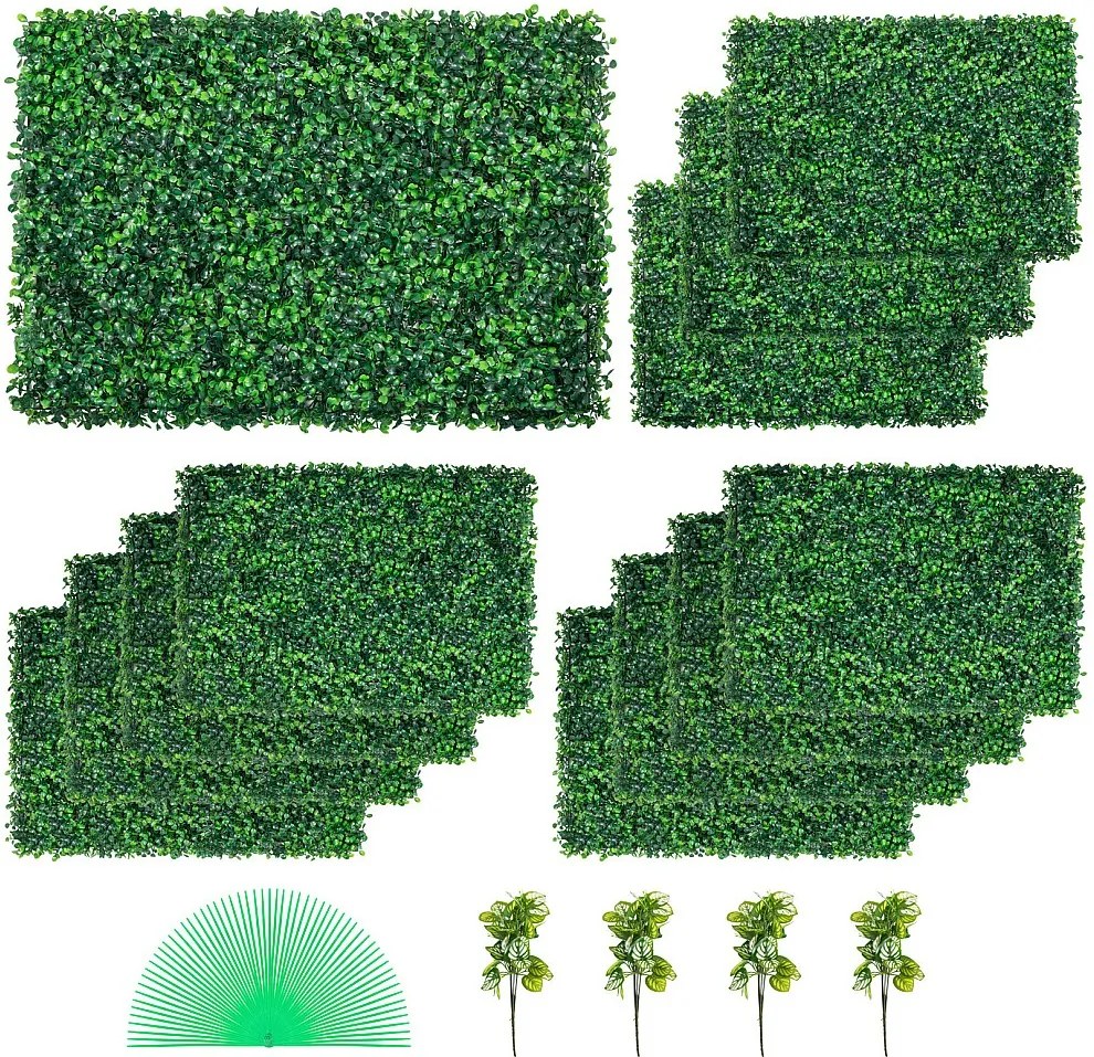 Sztuczne Panelki Buksowe SucceBuy 61 x 40,6 cm 12 Sztuk, Sztuczne Mury z Buksów, Oporne na UV