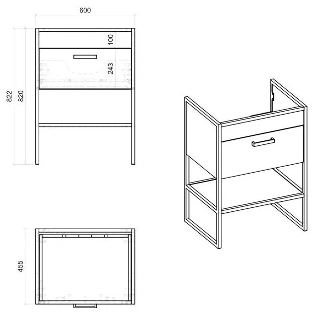 Szafka łazienkowa z umywalką dąb craft - Favero 2S 60 cm
