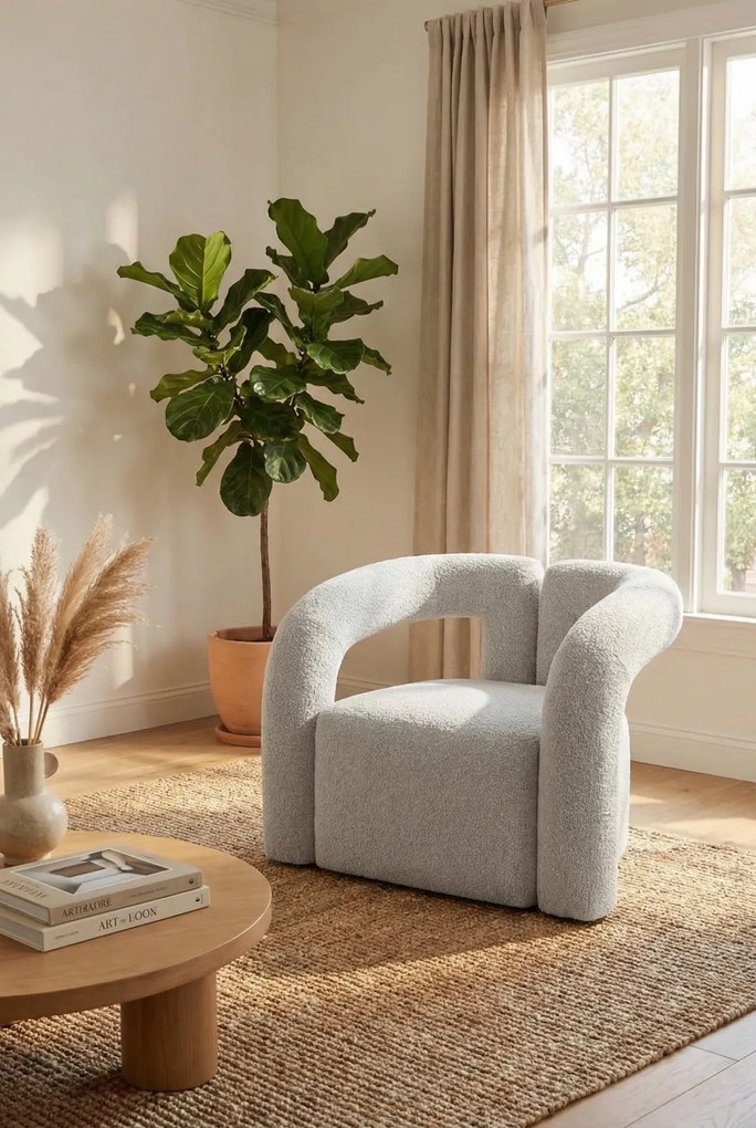 Szary designerski fotel do salonu w stylu nowoczesnym C2-B78