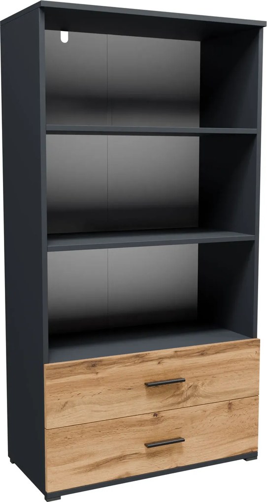 Niski regał z szufladami grafit + dąb wotan D5-D60