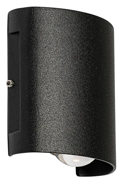 Lampa ścienna zewnętrzna czarna w komplecie z diodą LED 2-punktowa IP54 - Silly