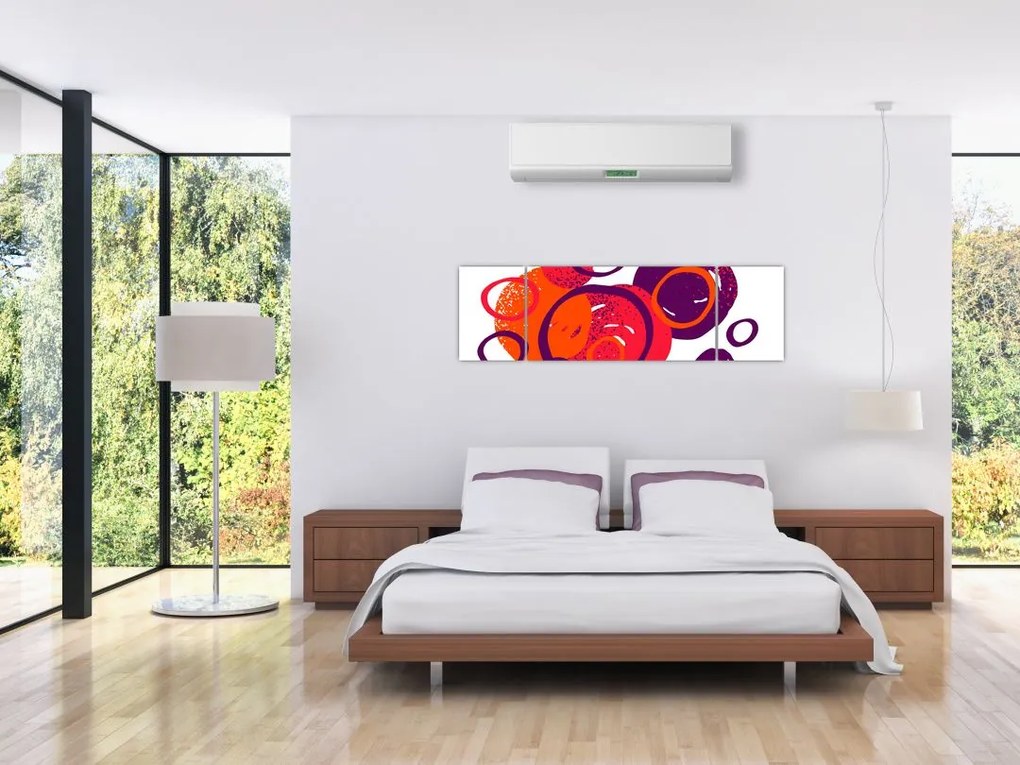 Obraz - Motyw z kółkami w ciepłych kolorach (170x50 cm)