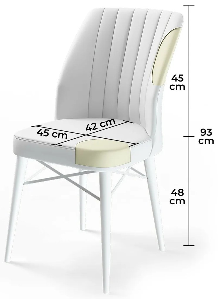 Zestaw krzeseł do jadalni Flex Cream and White, 4 szt.
