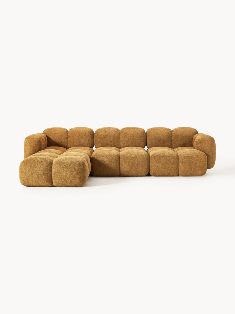 Sofa modułowa Teddy-Bouclé z pufem Tayla (4-osobowa)