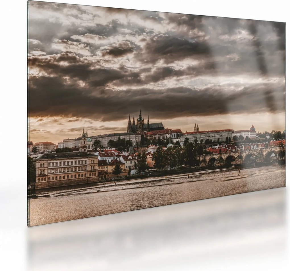Obraz na szkle - Zamek Praski o zmierzchu (70x50 cm)